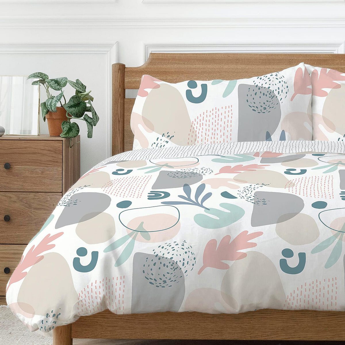 One Time Closeout - Anisa Abstract Pattern Duvet Cover Set (Size Double) - Silver V32636593 1