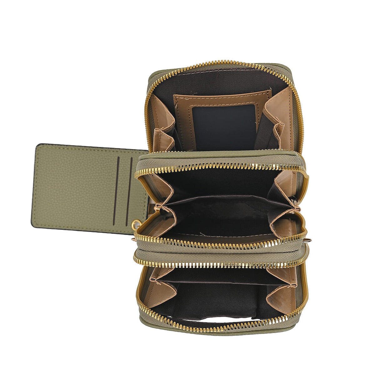 Compact Crossbody Bag with Detachable Card Holder (Size 18x6x11 cm) - Olive 7861638 2
