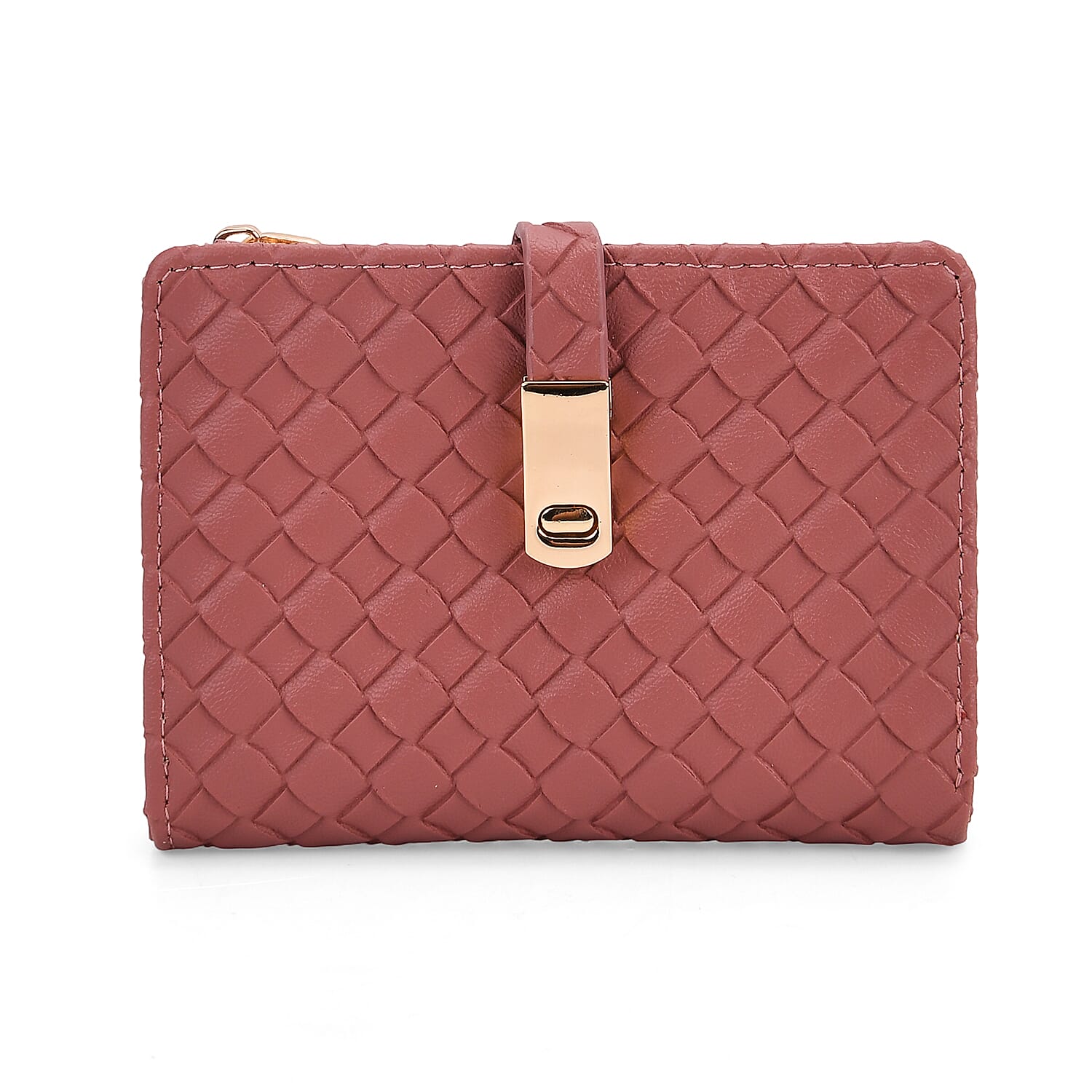 Designer Inspired-Compact RFID Protected Wallet with Gold Clasp - Red 8044120 0