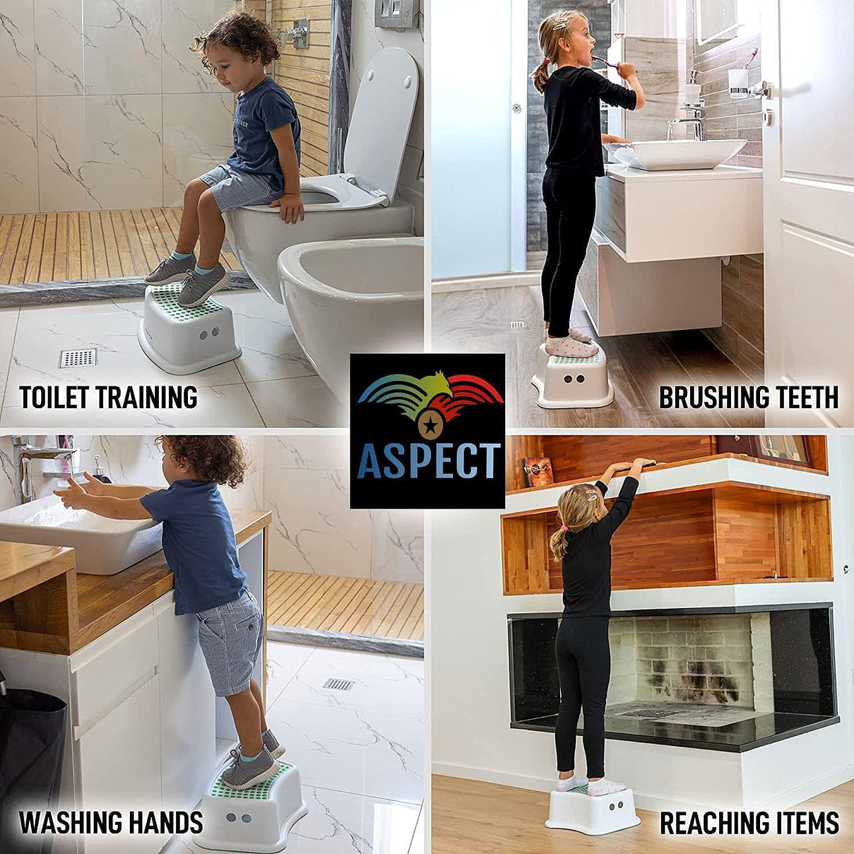 Compact White Bathroom Step Stool with Grip Surface 8124947 2