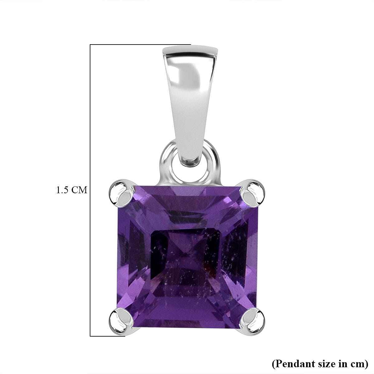 Asscher Cut Zambian Amethyst Pendant in Rhodium Overlay Sterling Silver 1.53 Ct. 7828606 12