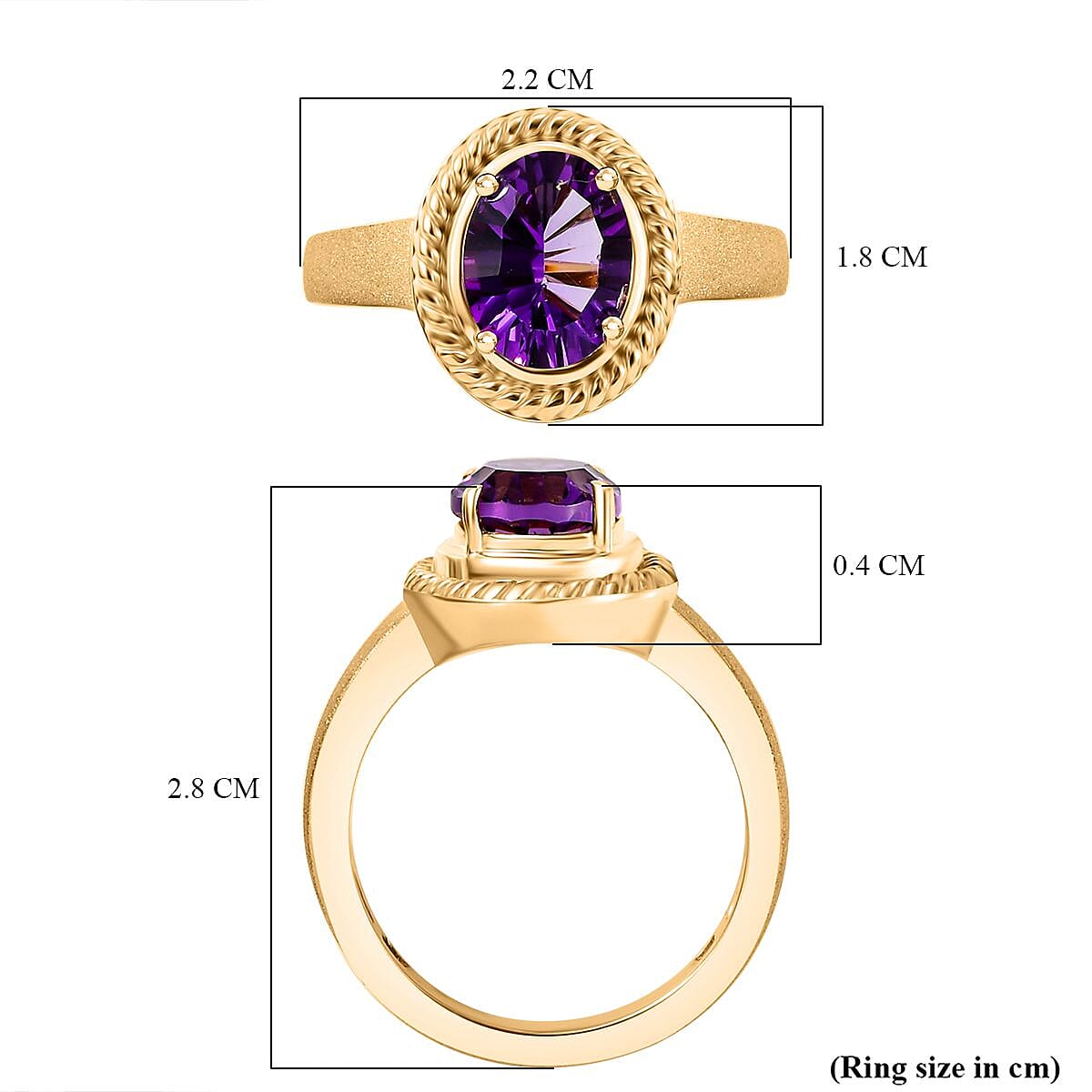 Concave Cut Zambian Amethyst Solitaire Ring in 18K YG Vermeil Sterling Silver. 1.887 Ct. 7863126 12
