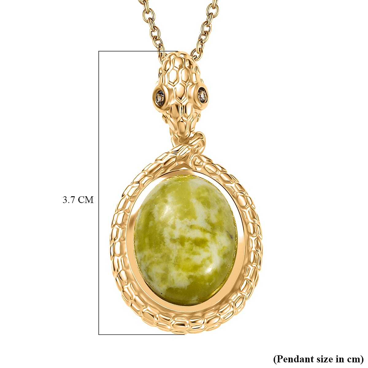 EverTrue Connemara Marble &amp; Green Sapphire Pendant with Chain (Size - 20) in Yellow Gold Tone 9.79 Ct. 4429077 6