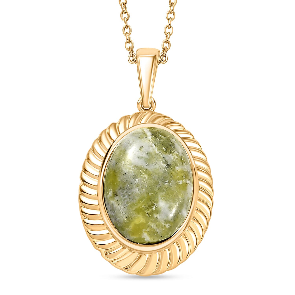 EverTrue Connemara Marble Pendant with Chain (Size - 20) in Yellow Gold Tone 12.19 Ct. 4427240 0