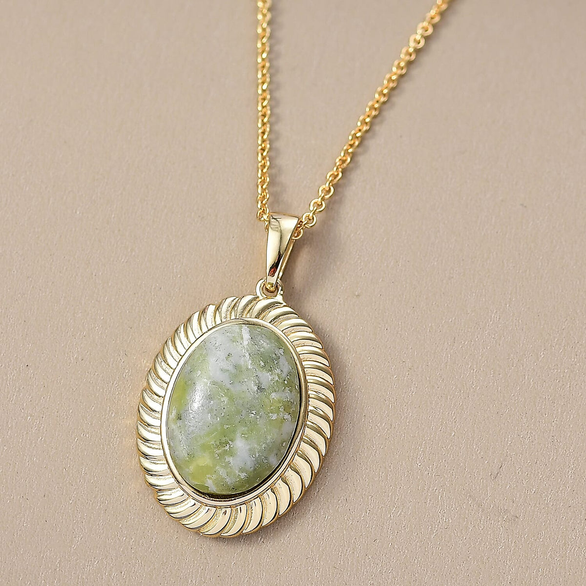 EverTrue Connemara Marble Pendant with Chain (Size - 20) in Yellow Gold Tone 12.19 Ct. 4427240 2