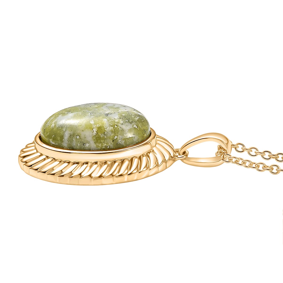 EverTrue Connemara Marble Pendant with Chain (Size - 20) in Yellow Gold Tone 12.19 Ct. 4427240 4