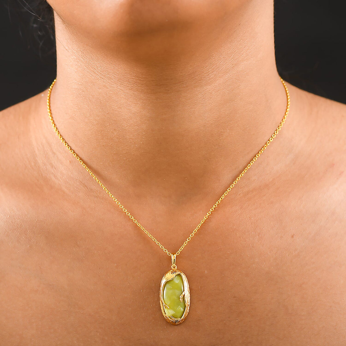 EverTrue Connemara Marble Pendant with Chain (Size - 20) in Yellow Gold Tone 10.88 Ct. 4430497 2