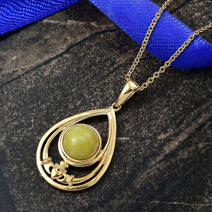 EverTrue Connemara Marble Pendant with Chain (Size - 20) in Yellow Gold Tone 4.11 Ct. V32635675 2