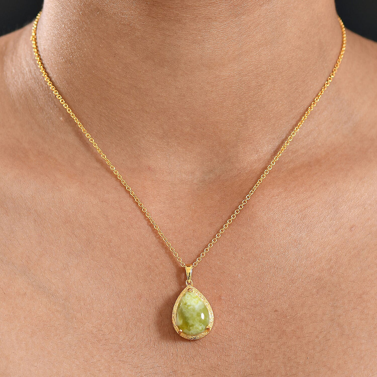 EverTrue Connemara Marble Pendant with Chain (Size - 20) in Yellow Gold Tone 8.66 Ct. 4427172 2