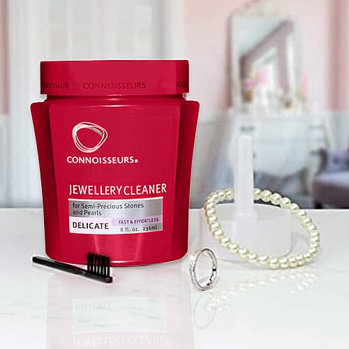 Connoisseurs Delicate Jewellery Cleaning Bath - Liquid Cleaner Solution for Semi-Precious Stones and Pearls- Dip Tray &amp; Brush Included - 236 ml 6283857 1