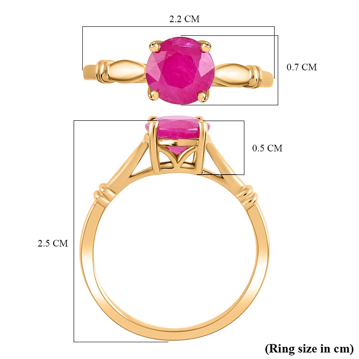 1.5 Ct. Natural AAA Montepuez Ruby Ring in 14K Yellow Gold 7275732 9
