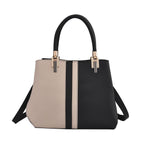 Designer Closeout- Full Grain Handbag with Detachable Long Strap & Cushioned Handles - Black
