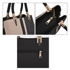 Designer Closeout- Full Grain Handbag with Detachable Long Strap & Cushioned Handles - Black