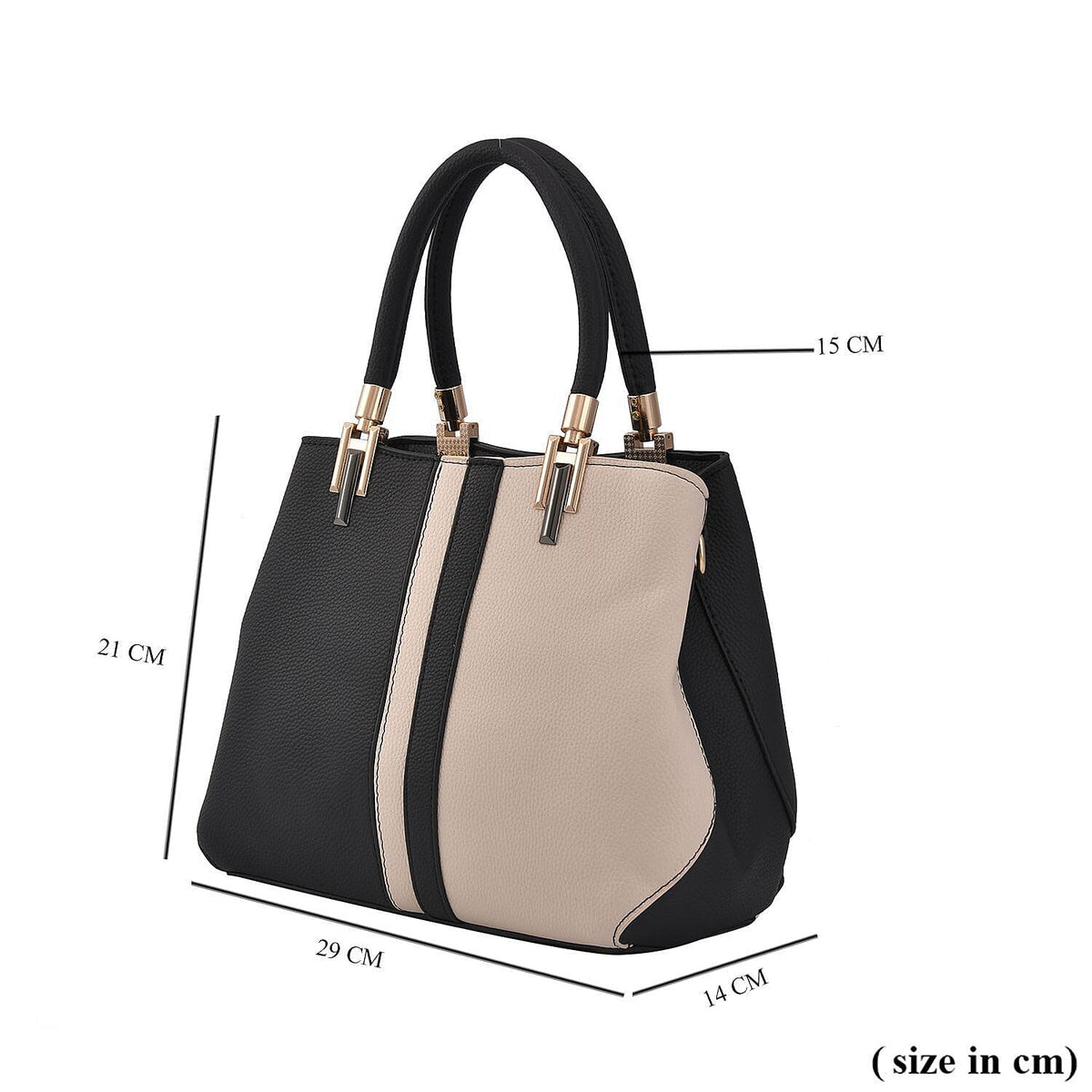 Designer Closeout Deal - Full Grain Handbag with Detachable Long Strap and Cushioned Handles - Black 7230793 6