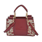 Closeout Deal - Designer Inspired Sequin Hand Embroidered Handbag - Burgundy