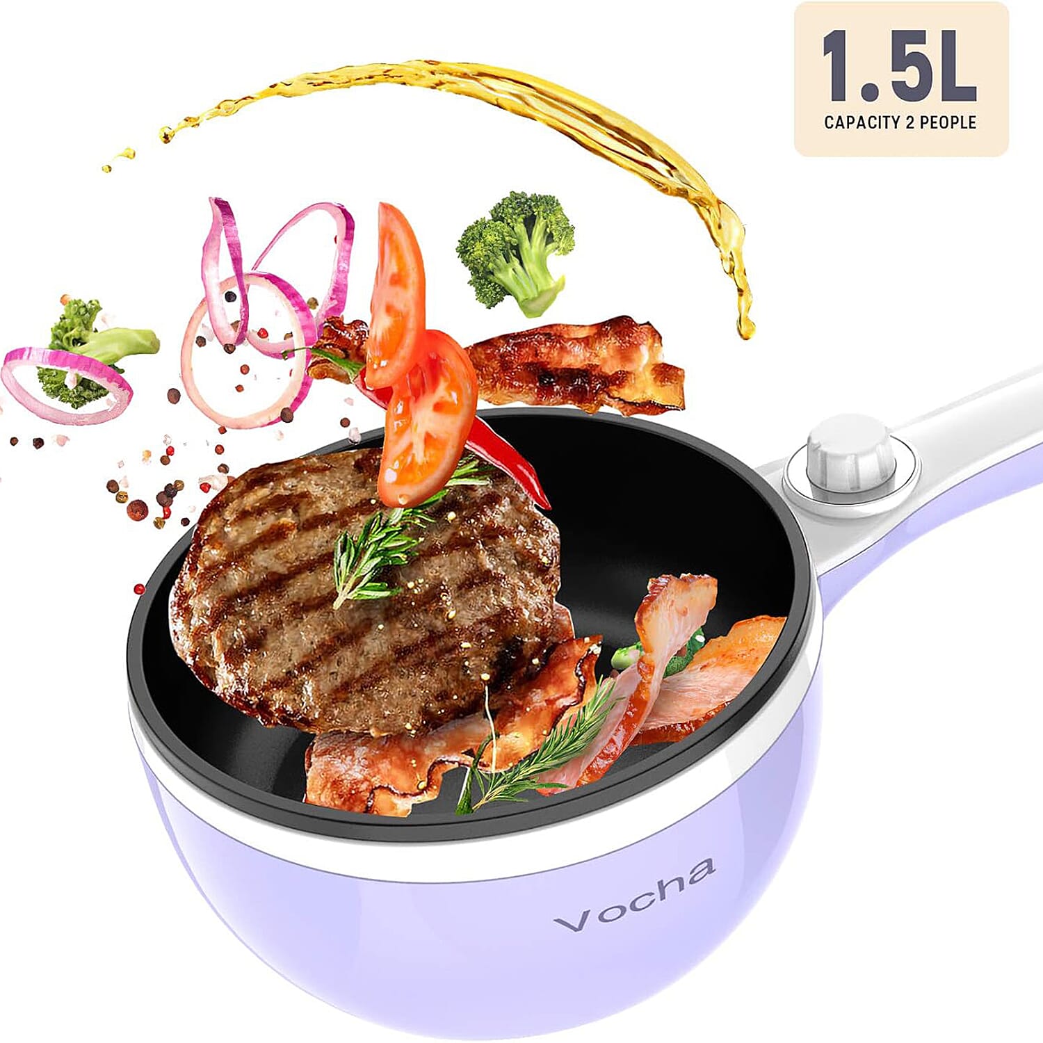 Vocha Mini Portable Electric Hot Pot with Lid (1.5L) 7937149 3