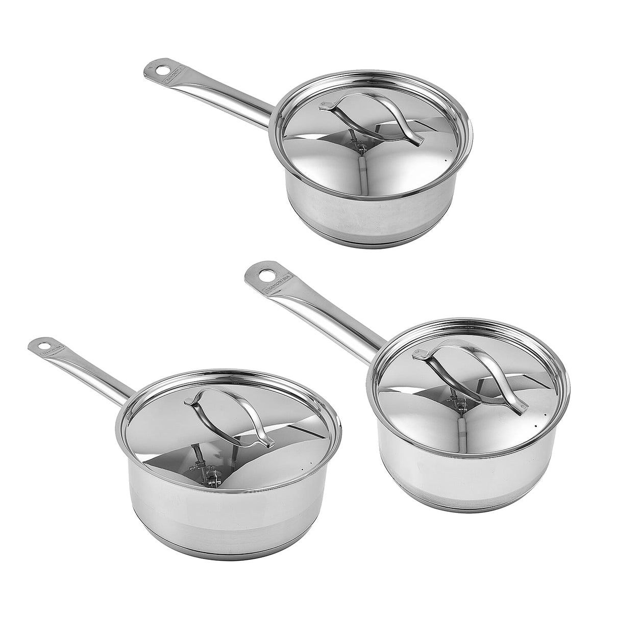 Tramontina Cookware Set - 3 Saucepans 14, 16 &amp; 20cm - Triple Layer Base - All Hob types - Silver 7614560 0