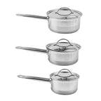 Tramontina Cookware Set - 3 Saucepans 14, 16 & 20cm - Triple Layer Base - All Hob types - Silver