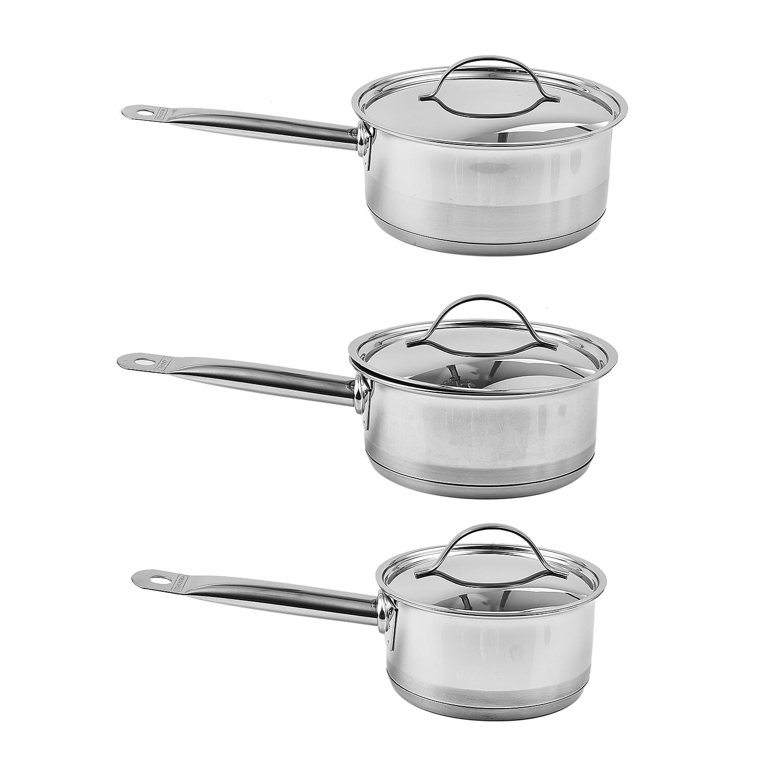 Tramontina Cookware Set - 3 Saucepans 14, 16 &amp; 20cm - Triple Layer Base - All Hob types - Silver 7614560 1