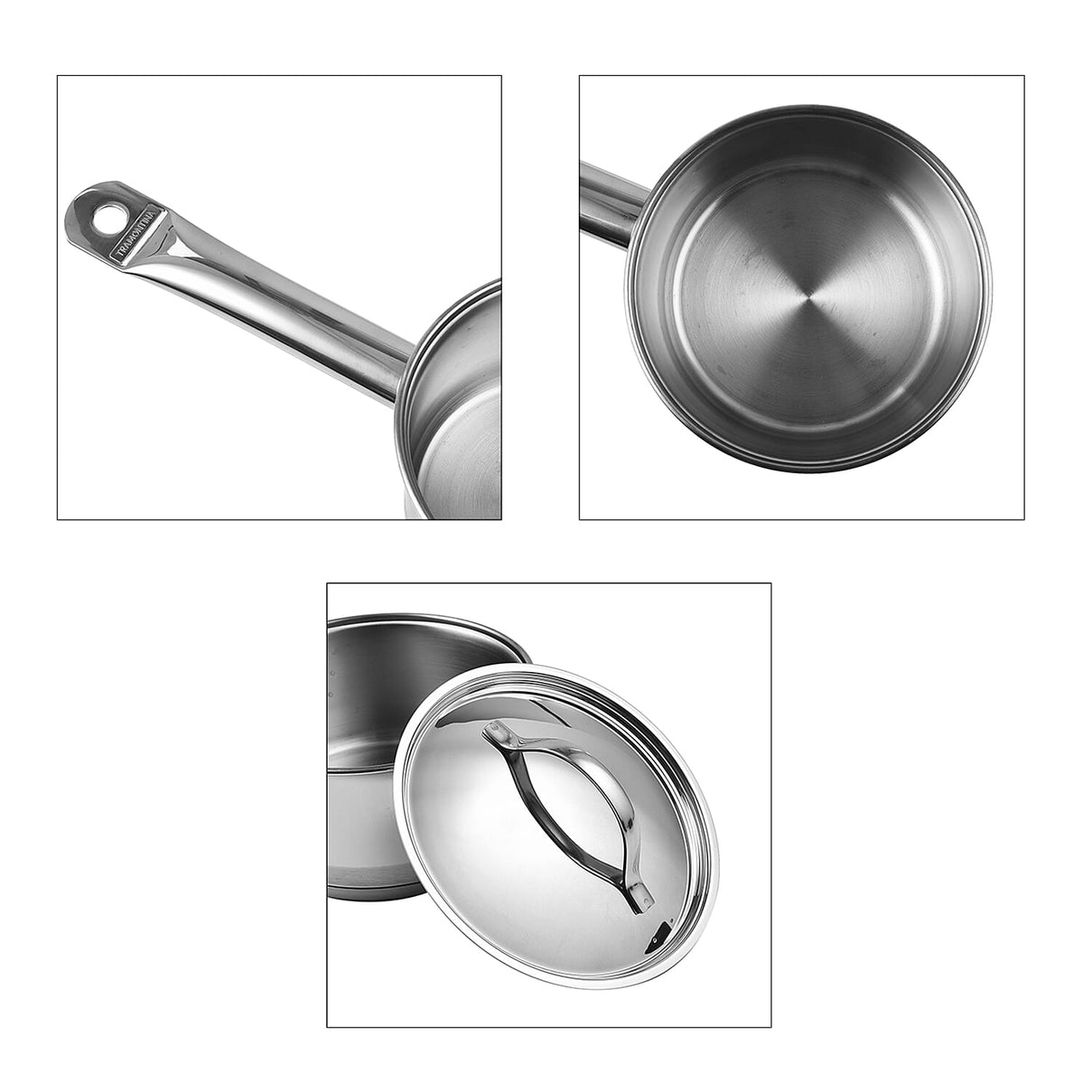 Tramontina Cookware Set - 3 Saucepans 14, 16 &amp; 20cm - Triple Layer Base - All Hob types - Silver 7614560 2