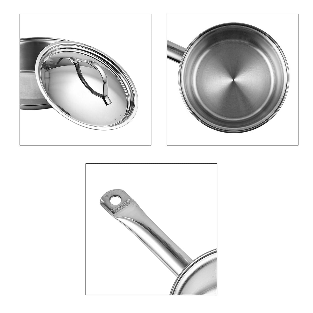 Tramontina Cookware Set - 3 Saucepans 14, 16 &amp; 20cm - Triple Layer Base - All Hob types - Silver 7614560 3
