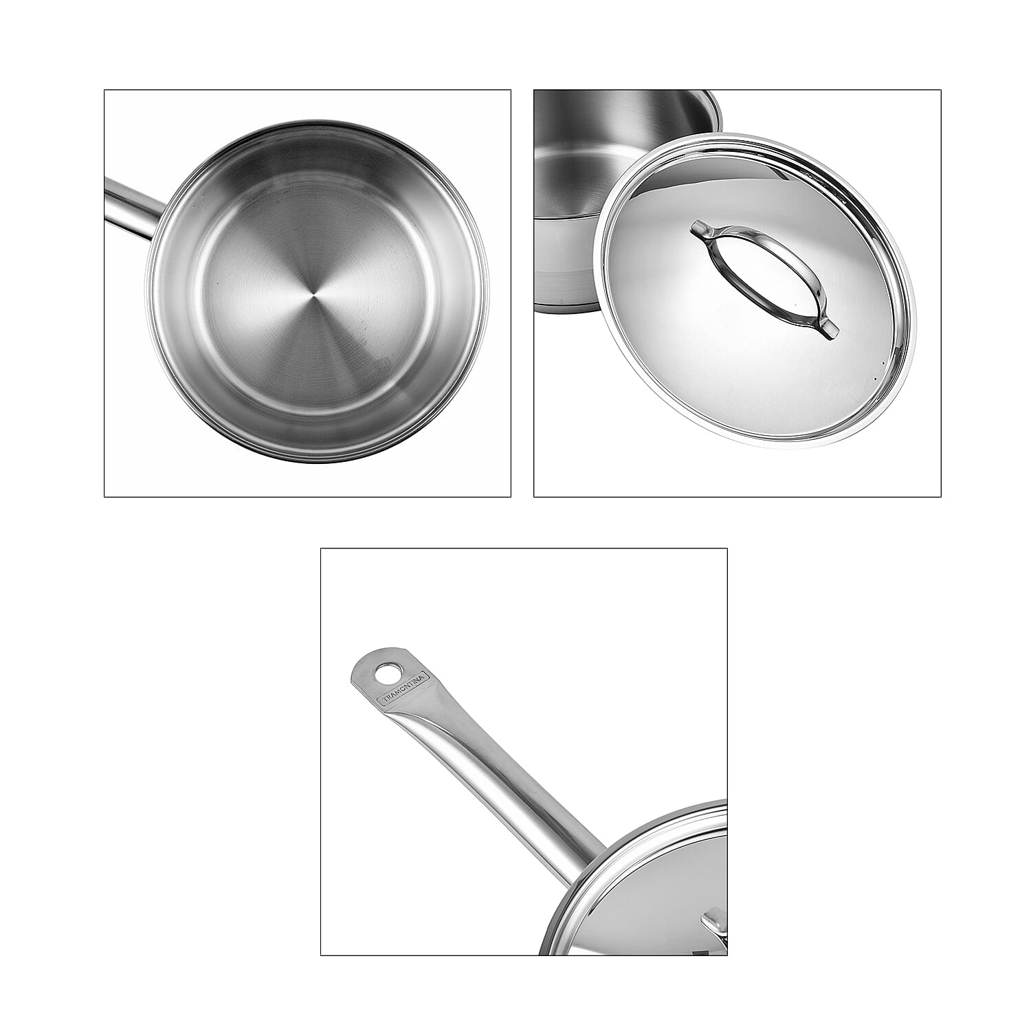 Tramontina Cookware Set - 3 Saucepans 14, 16 &amp; 20cm - Triple Layer Base - All Hob types - Silver 7614560 4
