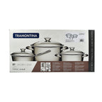 Tramontina Cookware Set - 2 Casserole Pots 20 - 24cm And Saucepan 16cm - Triple Layer Base - All Hob types - Silver