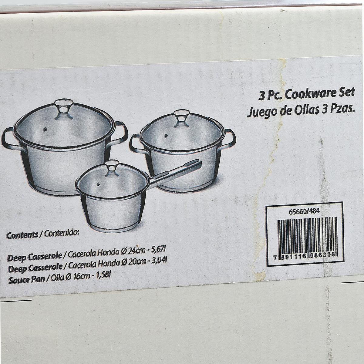 Tramontina Cookware Set - 2 Casserole Pots 20 &amp; 24cm And Saucepan 16cm - Triple Layer Base - All Hob types - Silver 7614747 15