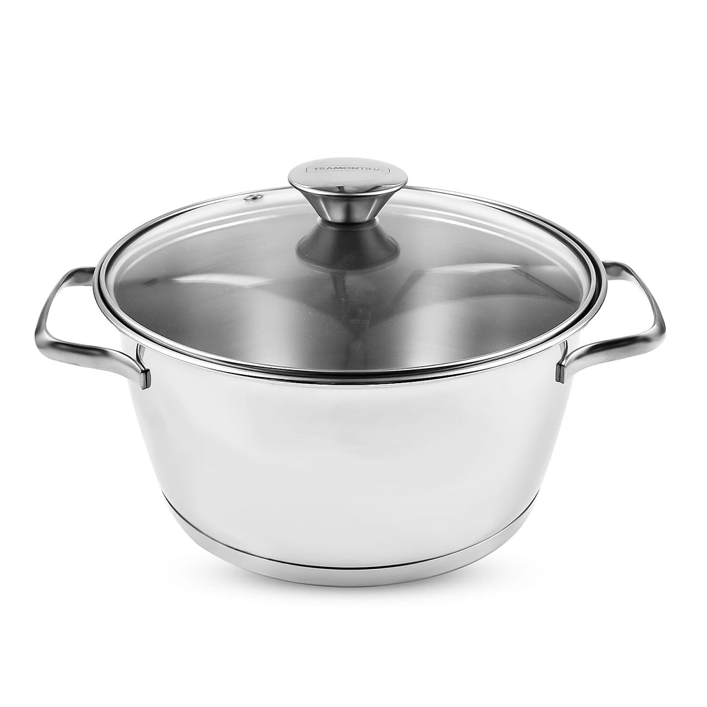 Tramontina Cookware Set - 2 Casserole Pots 20 - 24cm And Saucepan 16cm - Triple Layer Base - All Hob types - Silver
