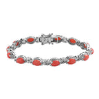 The Natural Mediterranean Coral Bracelet (Size - 7) with GB Lock Box in Platinum Overlay Sterling Silver 8.45 Ct, Silver Wt. 13.33 Gms