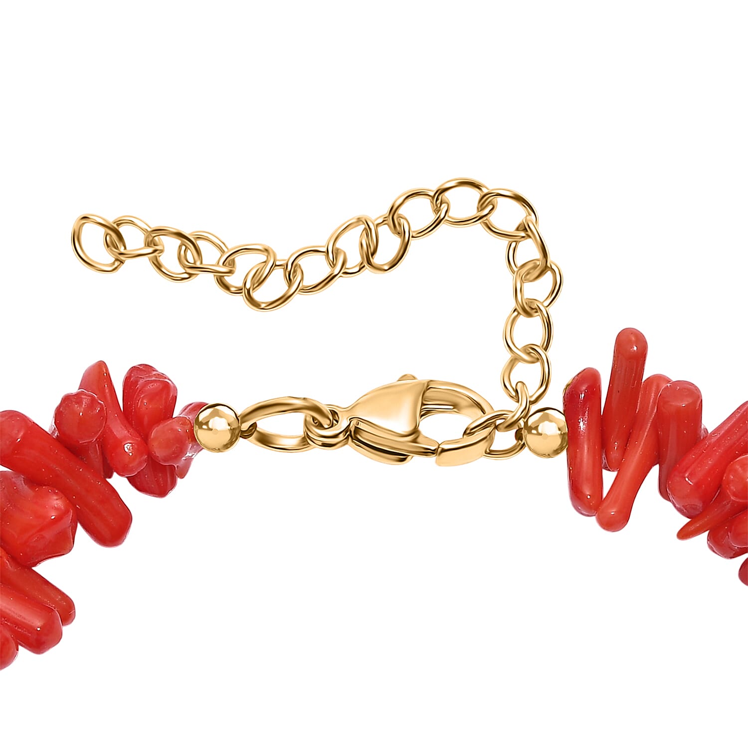 Coral &amp; Magnesite Bracelet (Size 7.5) in Yellow Gold Plated 120.00 Ct. 8266587 4