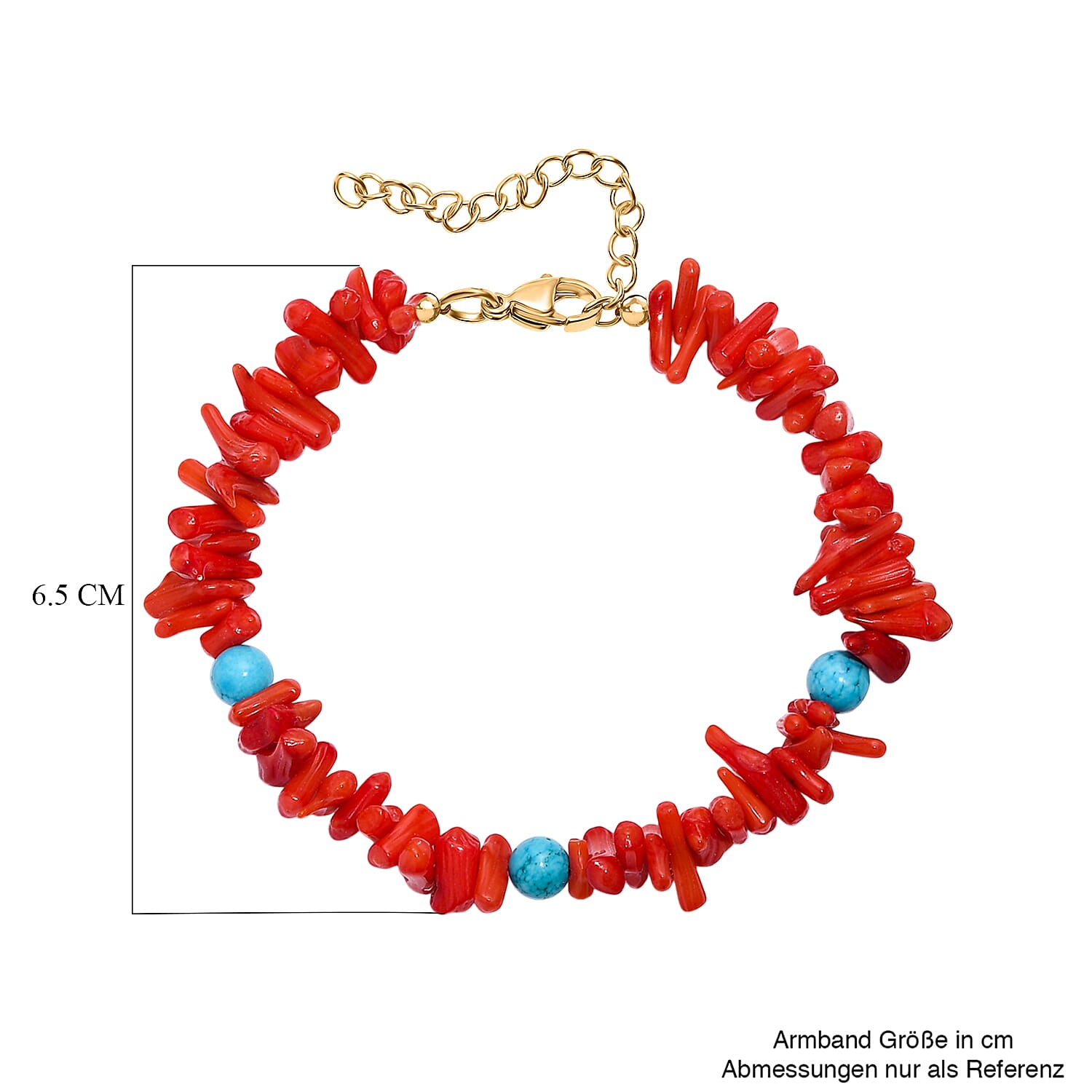 Coral &amp; Magnesite Bracelet (Size 7.5) in Yellow Gold Plated 120.00 Ct. 8266587 5