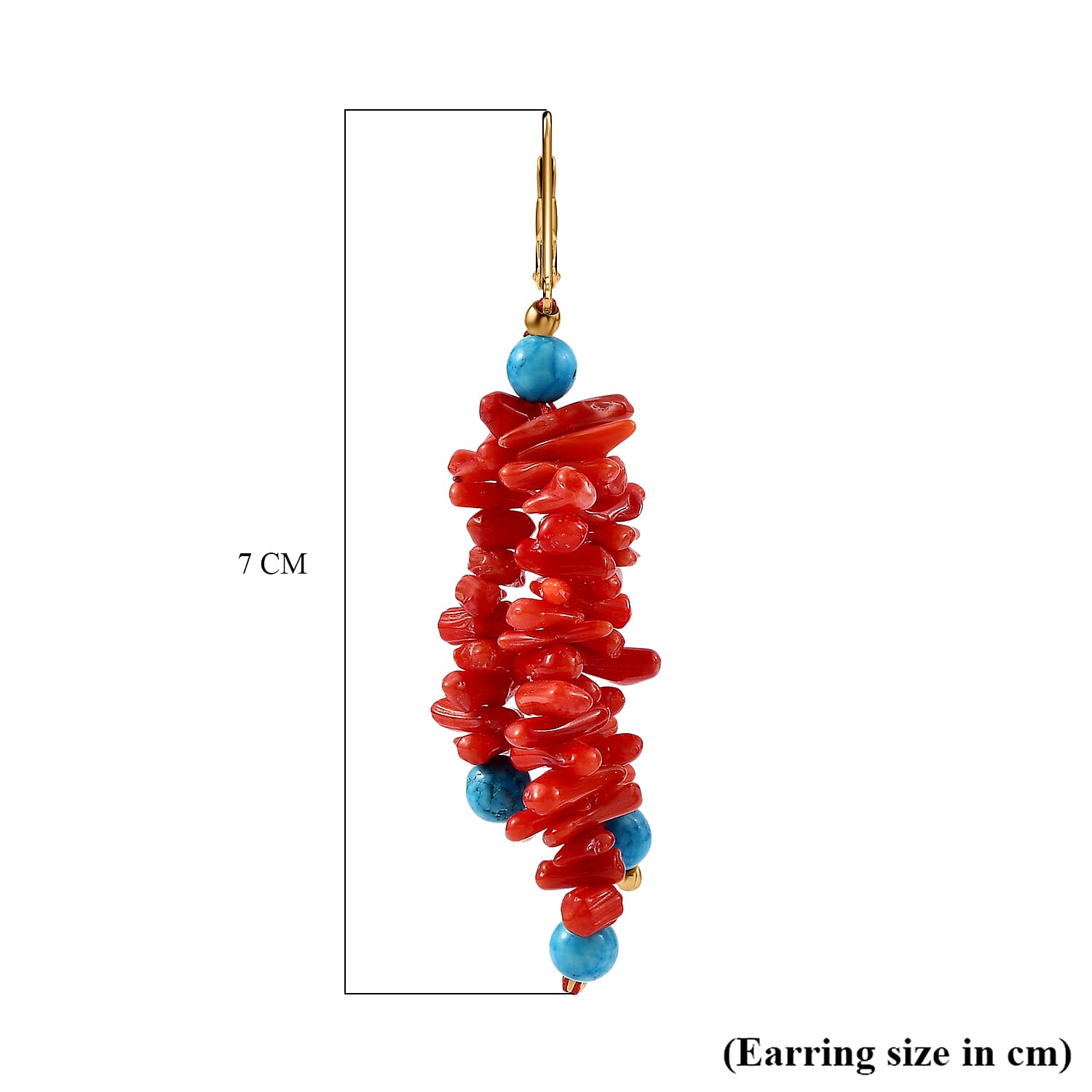 Coral &amp; Magnesite Earring in Yellow Gold Plated 80.00 Ct. 8266589 5