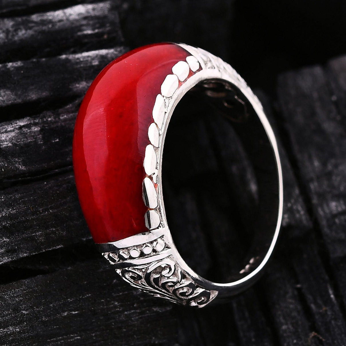 Coral  Ring in Sterling Silver, Silver Wt. 5.2 Gms  0.010  Ct. 7768517 1
