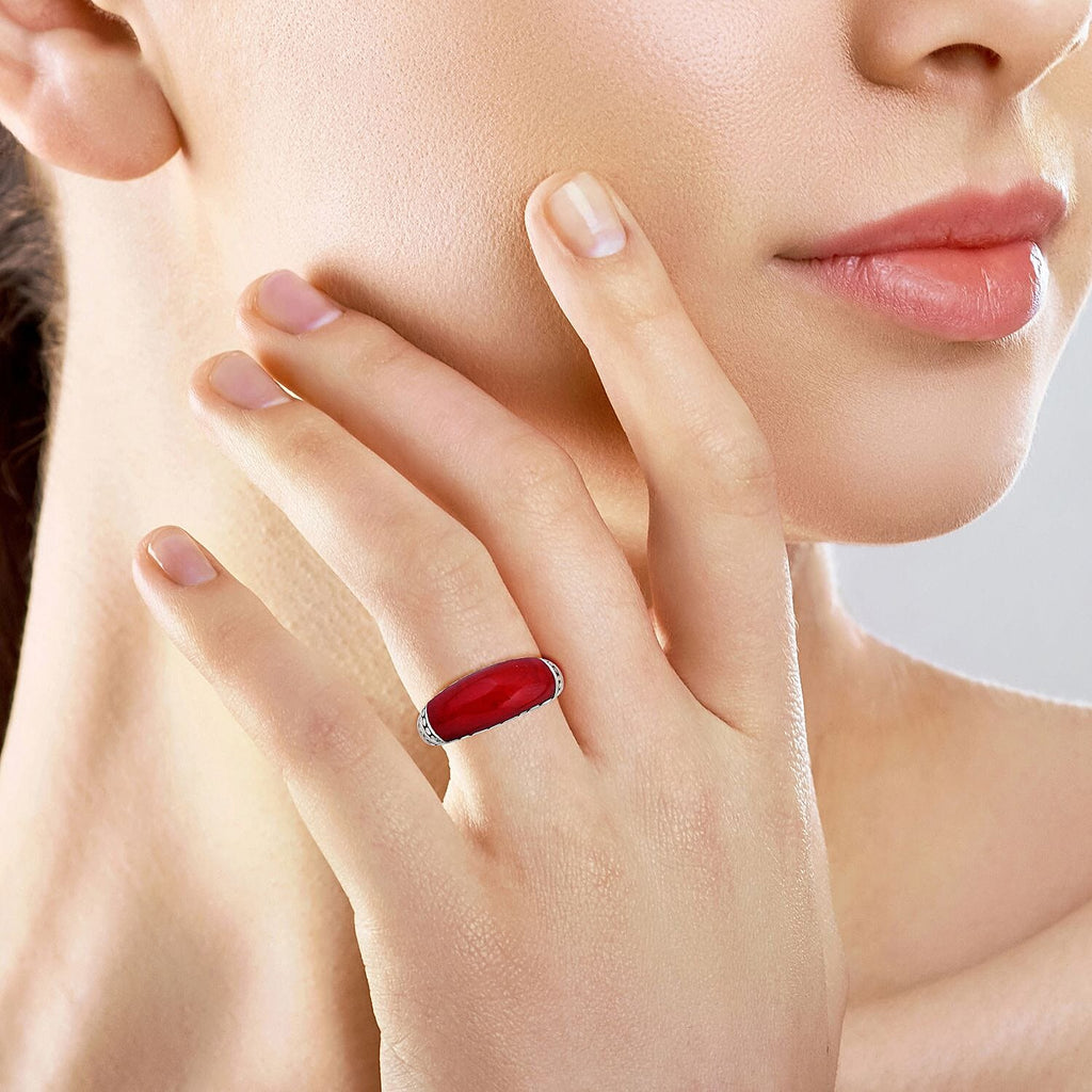 Coral  Ring  Sterling Silver 0.01 ct,  Silver Wt. 5.2 Gms  0.010  Ct.