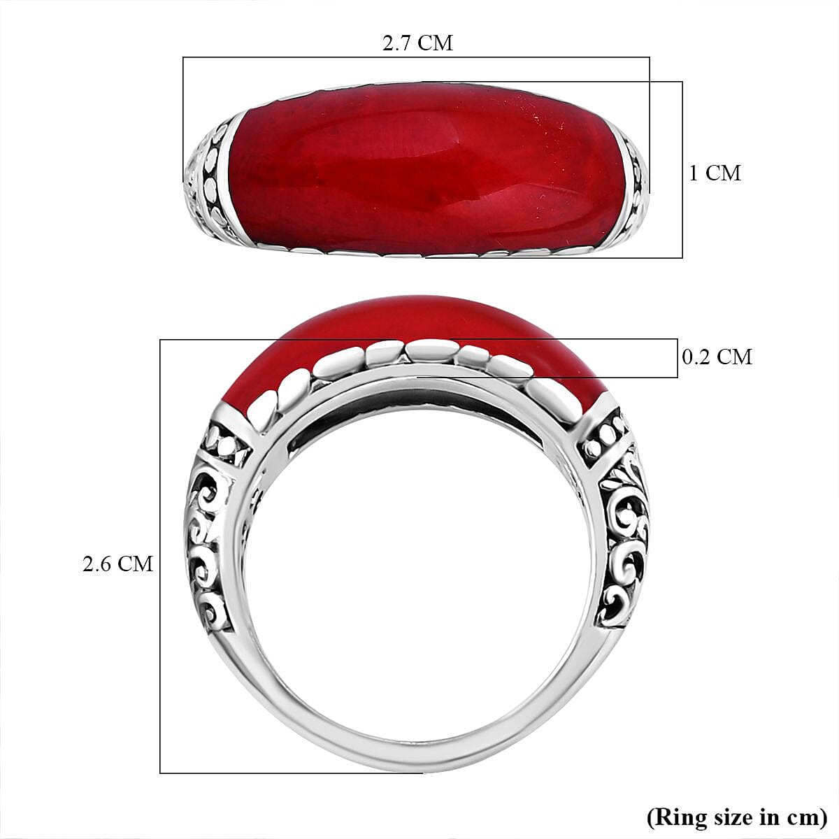 Coral  Ring in Sterling Silver, Silver Wt. 5.2 Gms  0.010  Ct. 7768517 5