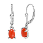 Coral  Solitaire Lever Back Earring in Platinum Overlay Sterling Silver 1.112  Ct.