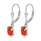 Coral  Solitaire Lever Back Earring in Platinum Overlay Sterling Silver 1.112  Ct.