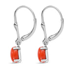 Coral  Solitaire Lever Back Earring in Platinum Overlay Sterling Silver 1.112  Ct.