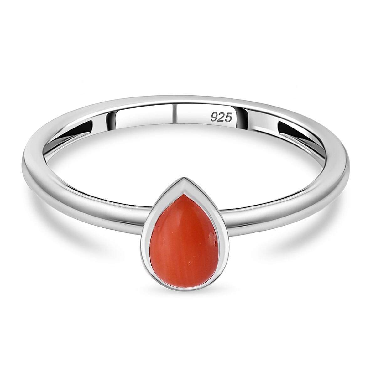 Coral Solitaire Stackable Ring in Sterling Silver 7847709 0