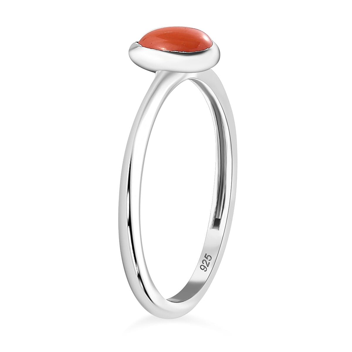 Coral Solitaire Stackable Ring in Sterling Silver 7847709 3