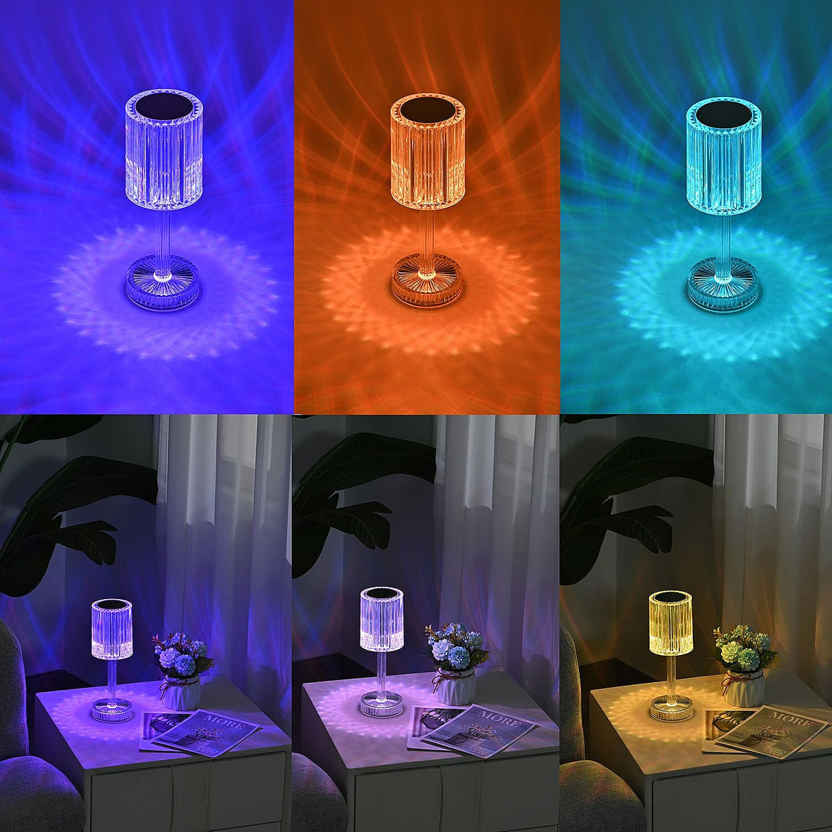 Cordless  Rechargeable Luxury LED Table Lamp - 16 RBG Multi Colour Light Changing Option With Touch Switch &amp; Built-in 800mah Battery 7557097 2