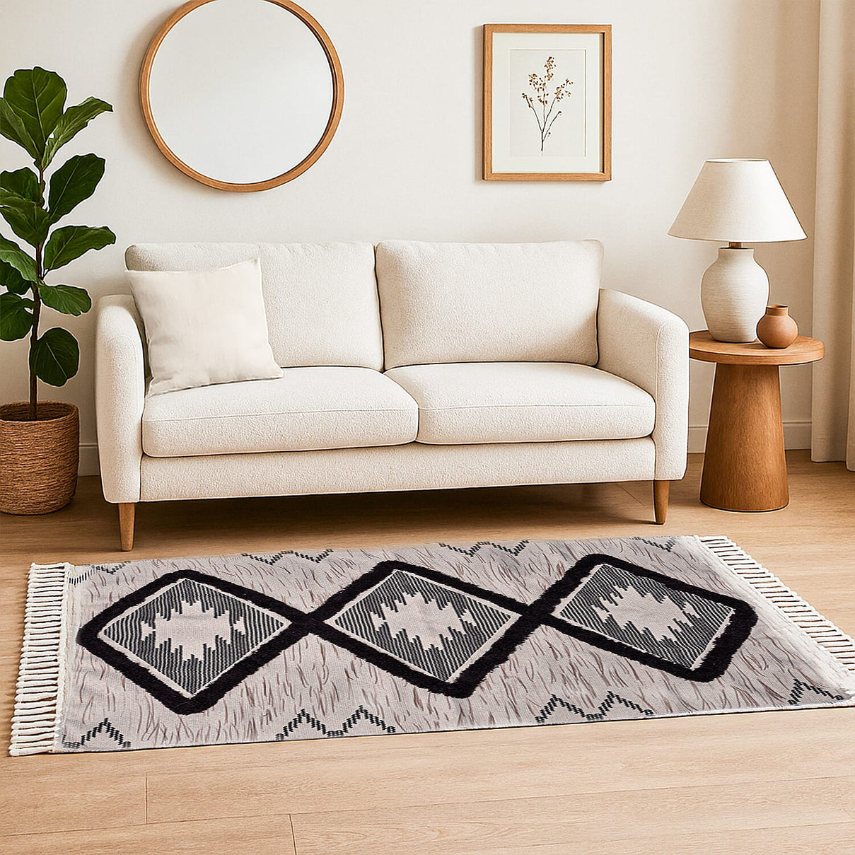 Today Surprising Deal of the Month - Rugs with Tassel Multipurpose Carpet (Size 175x116 Cm) -  Beige - Green 7332181 0