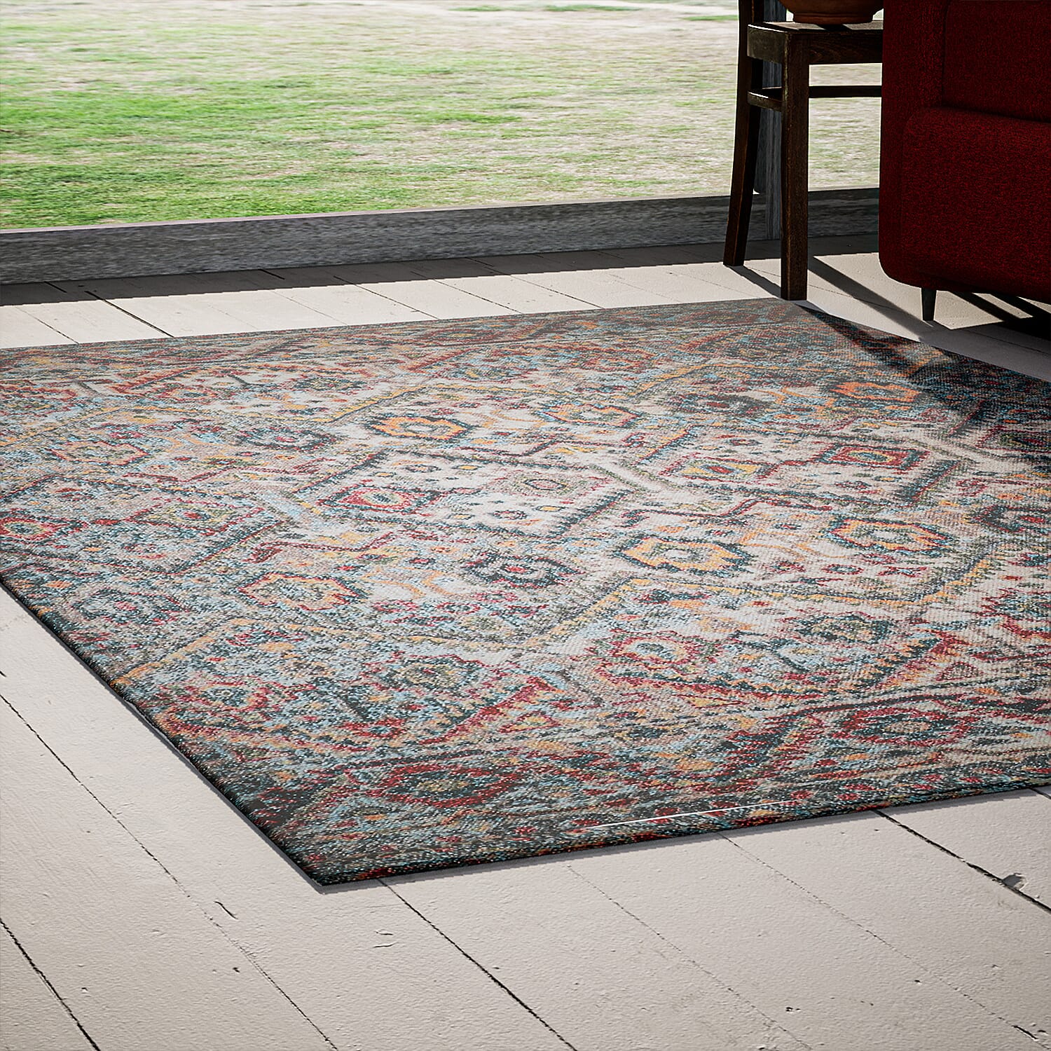 Hand Made Digital Cotton Printed Rug(Size: 120x180 CM) Colour - Grey 7211168 3
