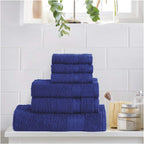100% Cotton Towel Set of 6 (1 Bath, 2 Hand and 3 face) - Blue