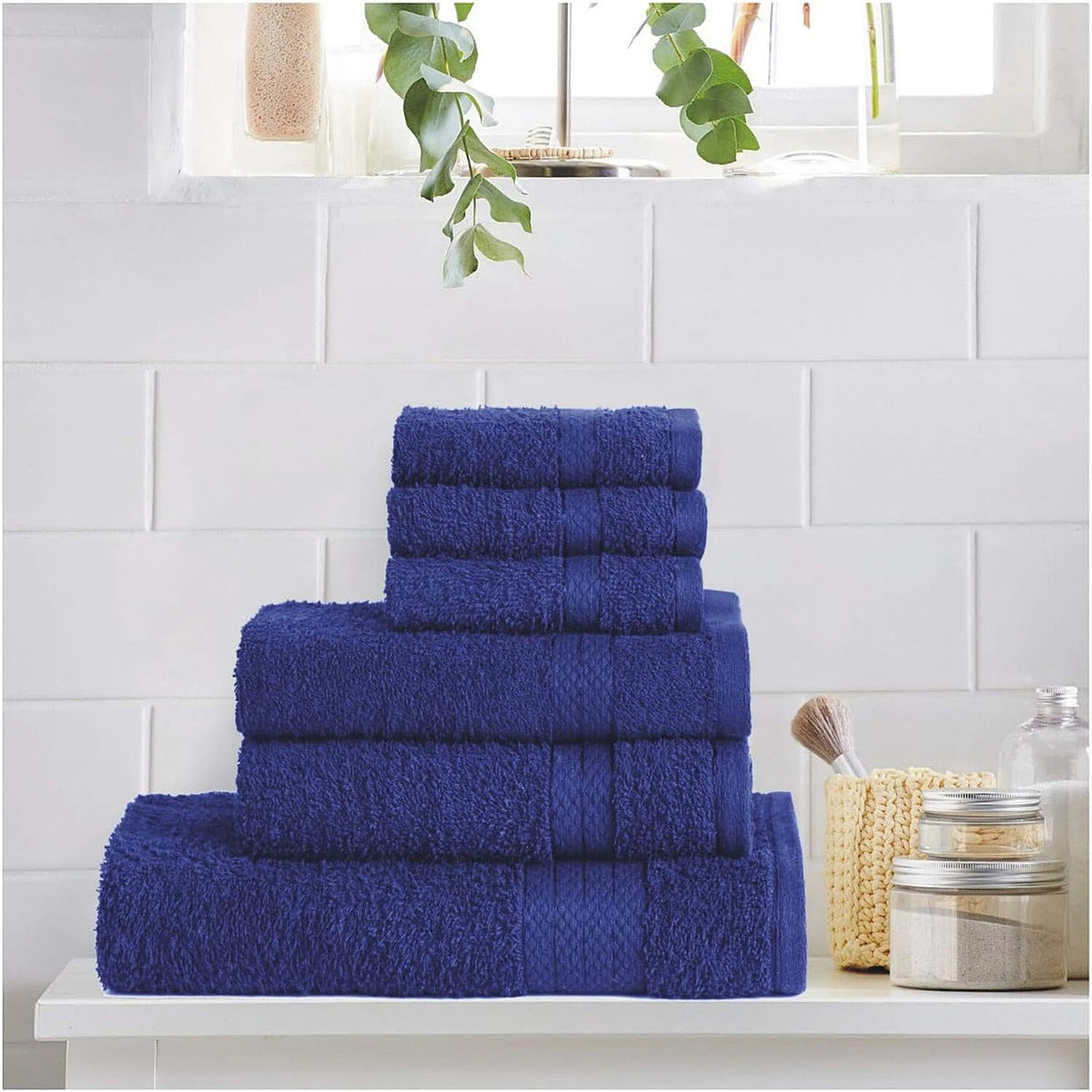 100% Cotton Towel Set of 6 (1 Bath, 2 Hand and 3 face) - Blue 7843866 0