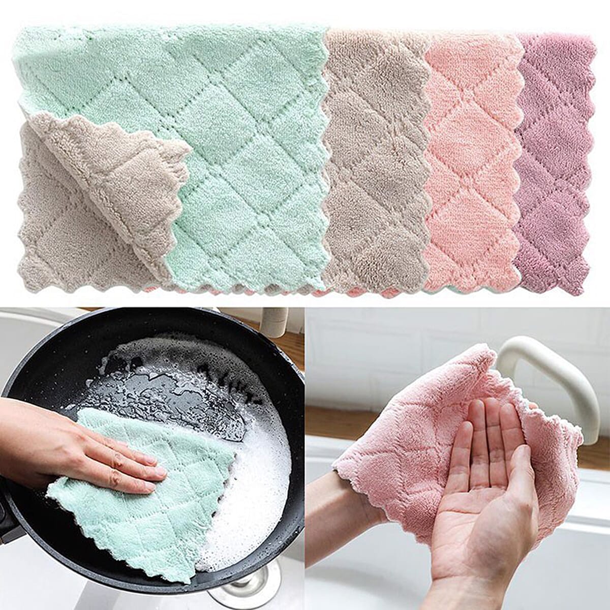 Cotton Cleaning Towel (Size 25x15 cm) - Multi Color 7175090 1