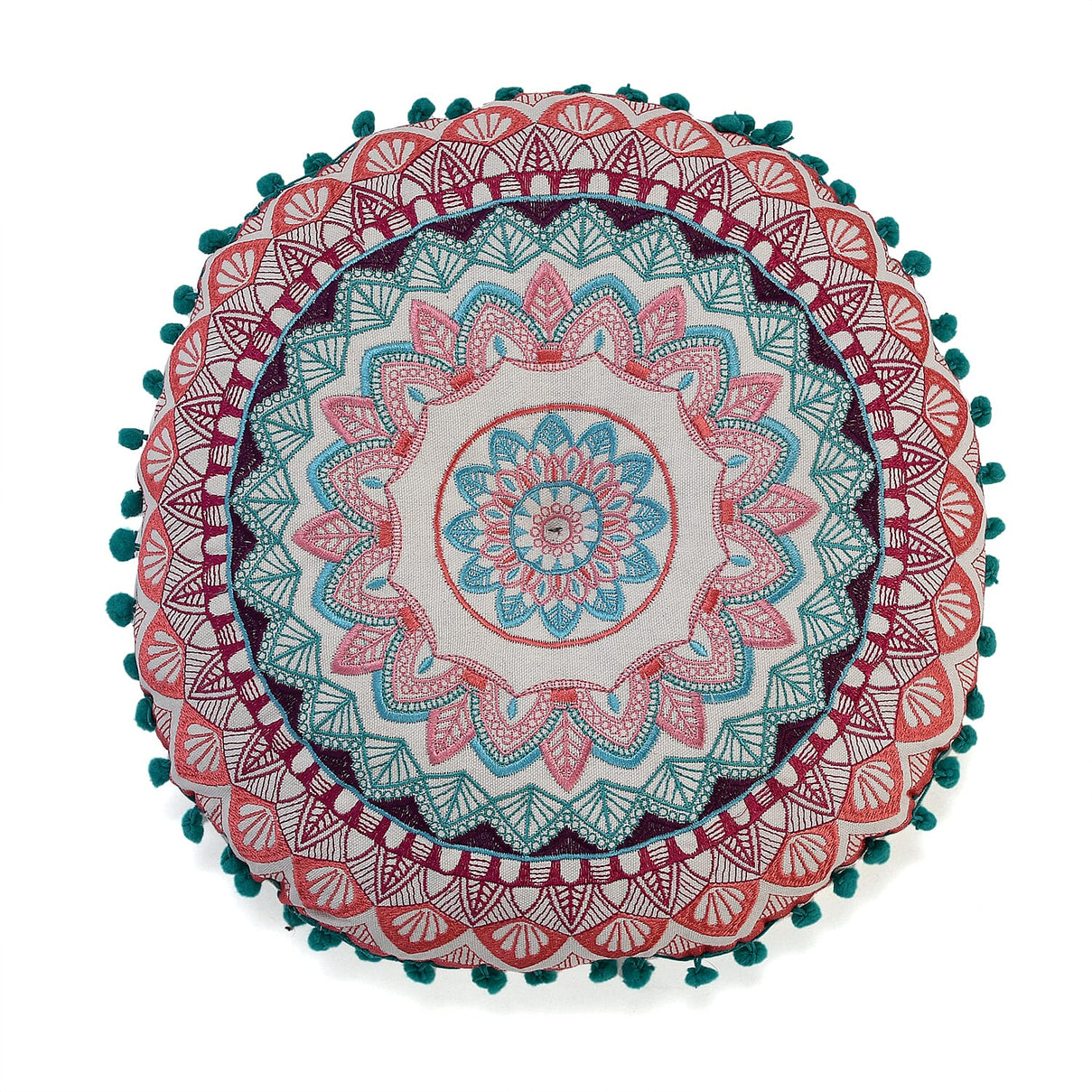 Cotton Embroidery Pillow (Size 40x10 cm) - Multi Color &amp; Multicolor 7817832 7