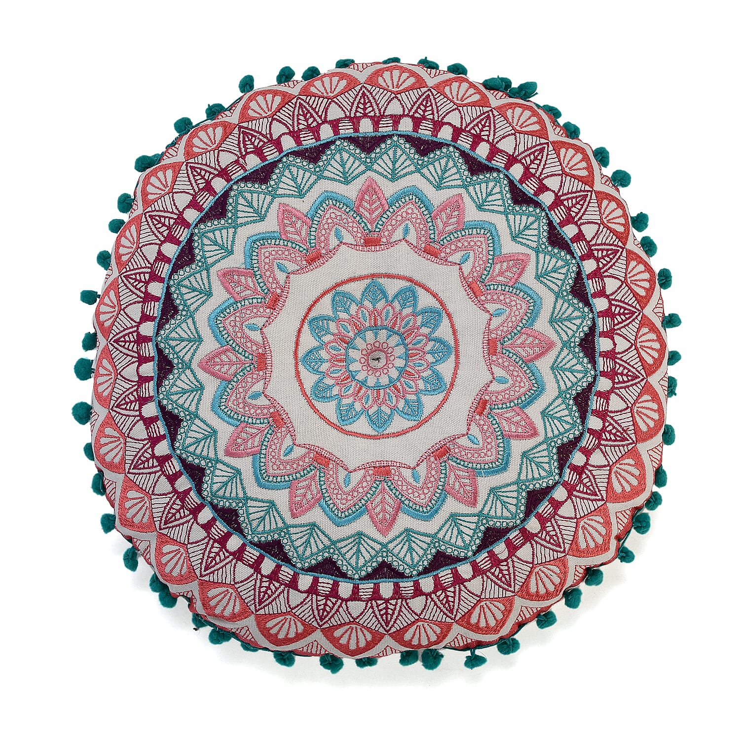 Cotton Embroidery Pillow (Size 40x10 cm) - Multi Color &amp; Multicolor 7817832 7