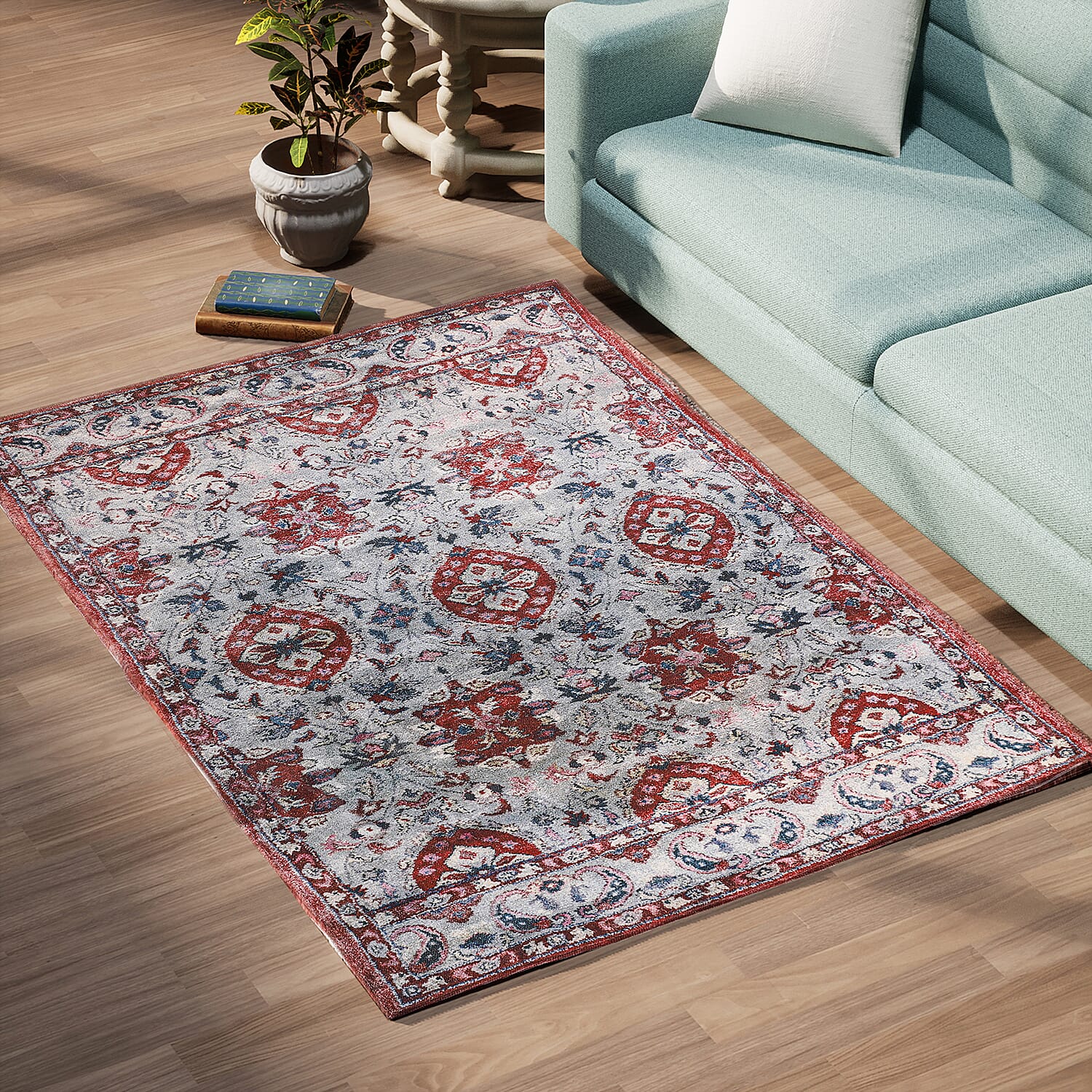 Hand Made 100% Cotton Rug (Size 180x120 cm) - Red &amp; White 7211130 0